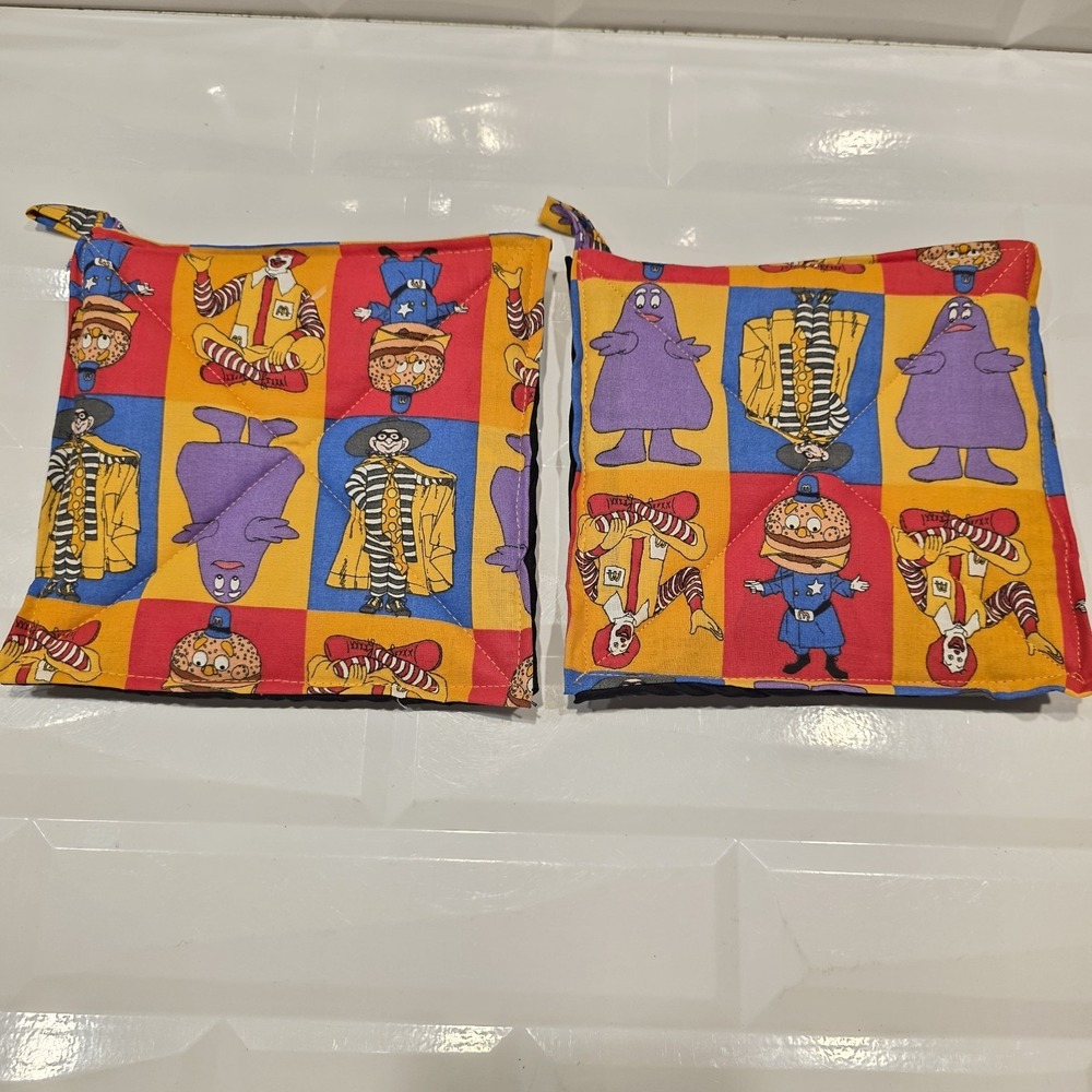 Handmade HTF McDonald's Grimace Ronald Hamburgler Oven Pot Holders Restaurant